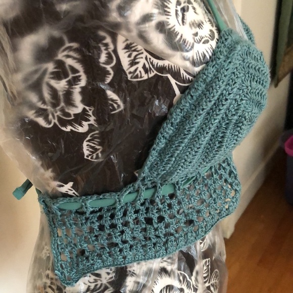 Xhilaration Green crochet size XS adjustable halter / swim top - Picture 5 of 11